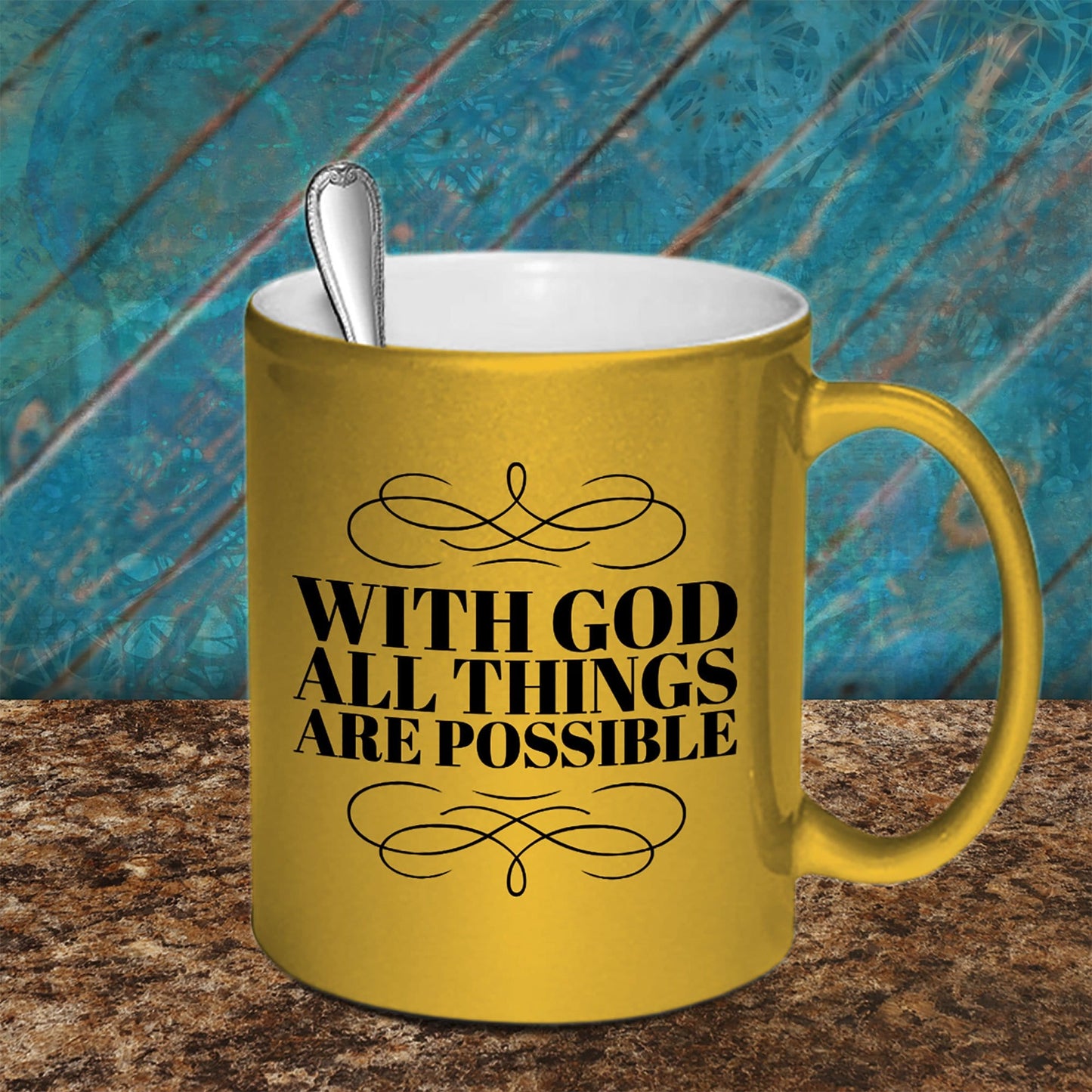 With God All Things are Possible Metallic Toned Coffee Mug