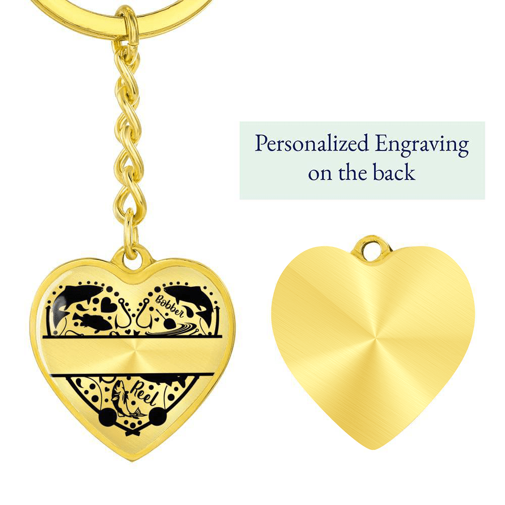 Fisherman Personalized Heart Shaped Engraved Keychain