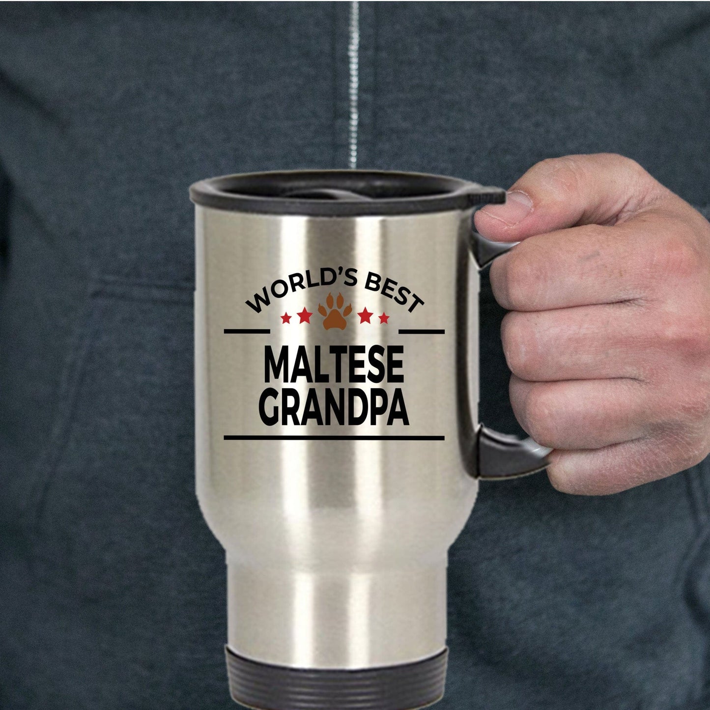 Maltese Dog Grandpa Travel Coffee Mug