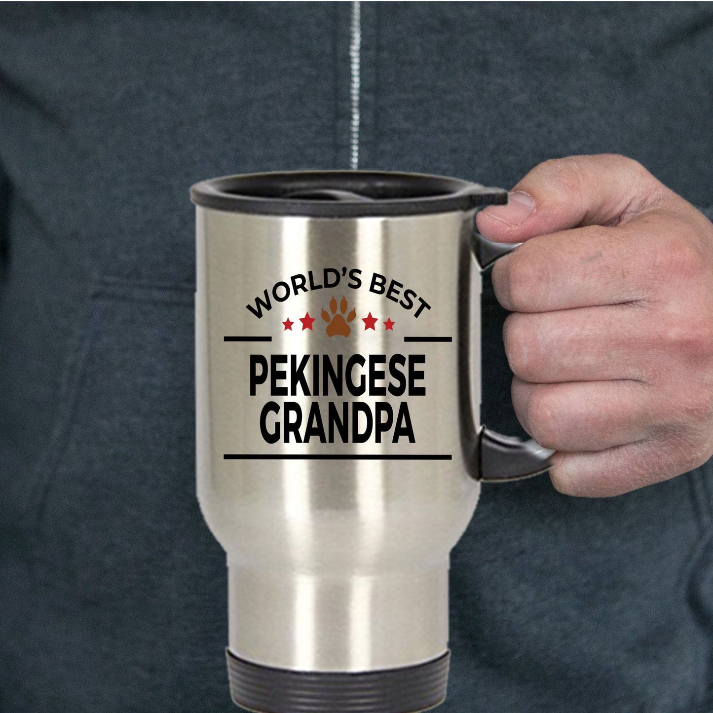 Pekingese Dog Grandpa Travel Coffee Mug