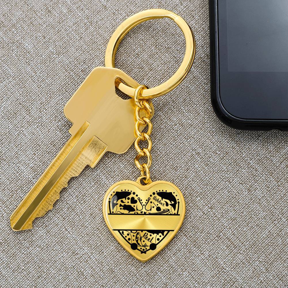 Fisherman Personalized Heart Shaped Engraved Keychain