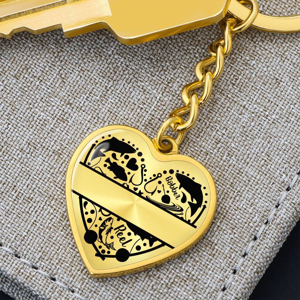 Fisherman Personalized Heart Shaped Engraved Keychain