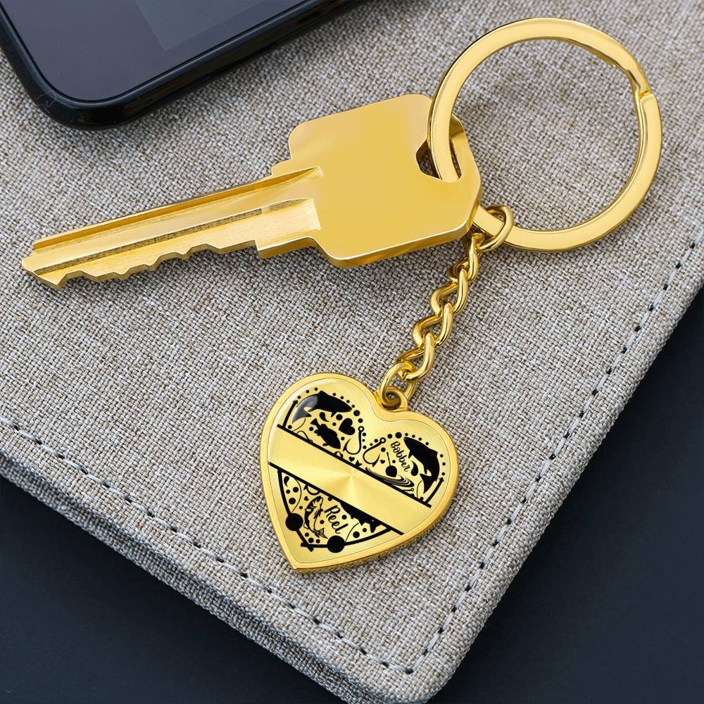 Fisherman Personalized Heart Shaped Engraved Keychain