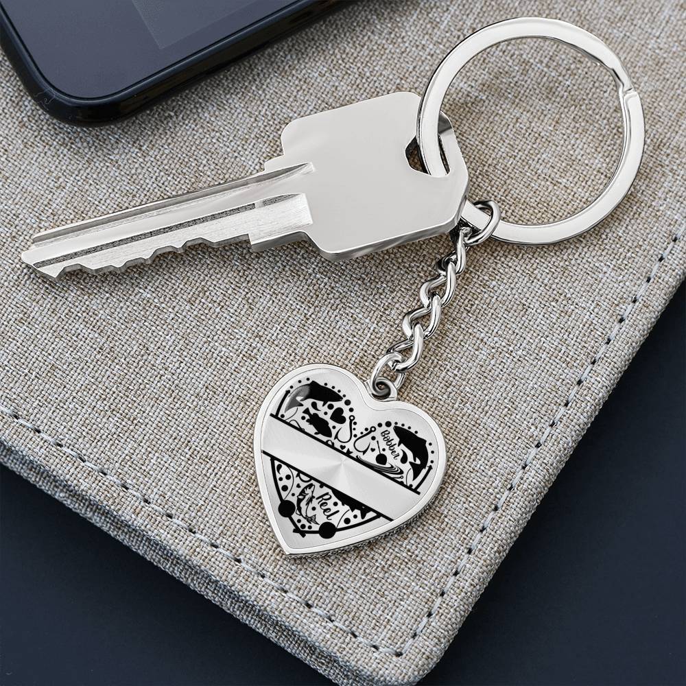 Fisherman Personalized Heart Shaped Engraved Keychain