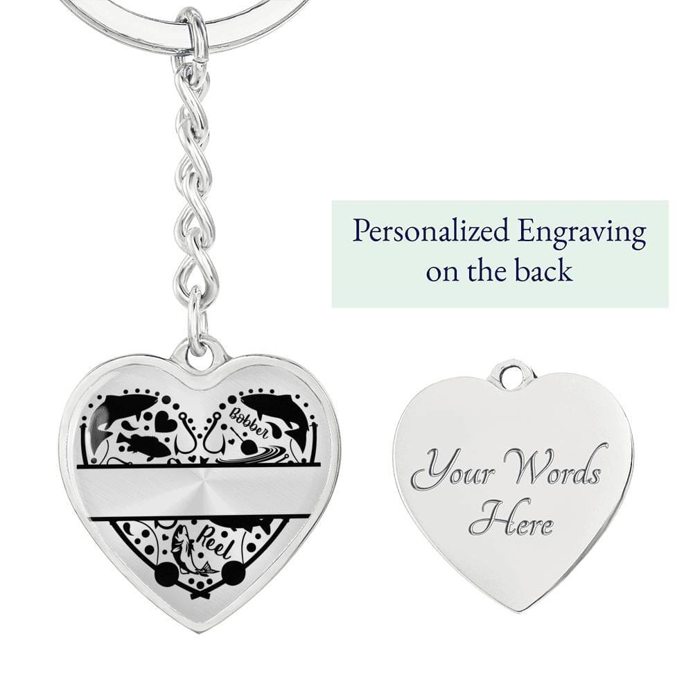 Fisherman Personalized Heart Shaped Engraved Keychain