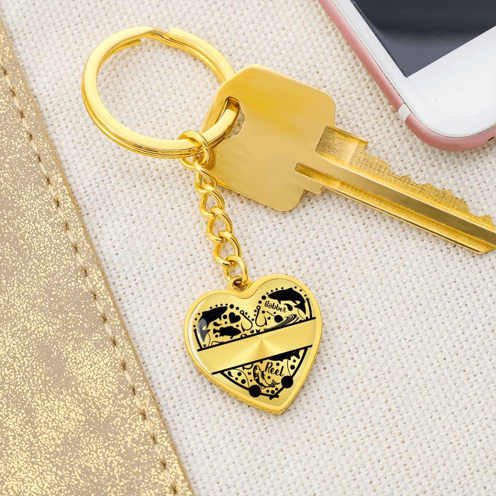 Fisherman Personalized Heart Shaped Engraved Keychain