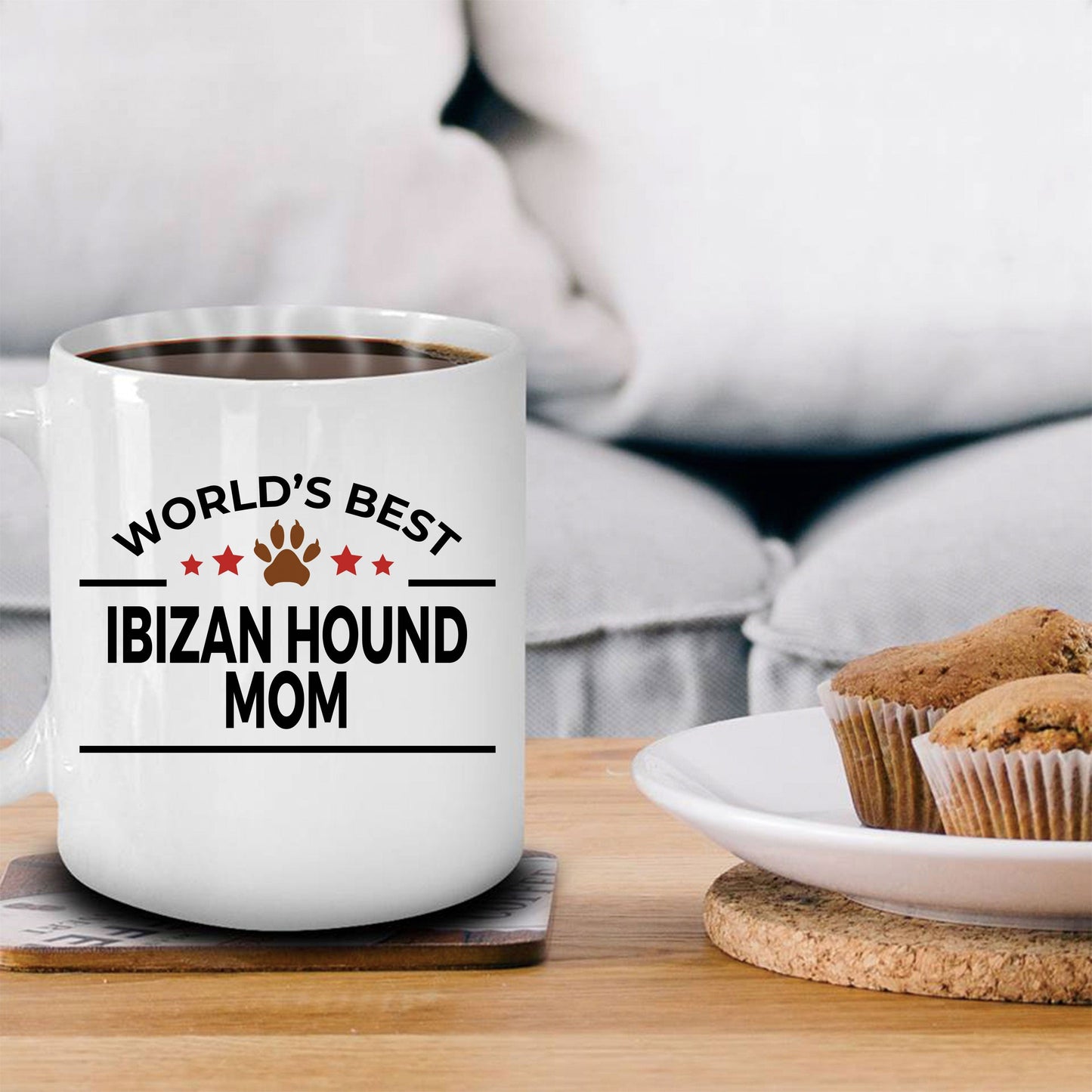 Ibizan Hound Dog Lover Gift World's Best Mom Birthday Mother's Day White Ceramic Coffee Mug