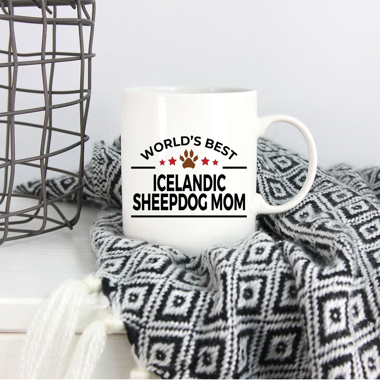 Icelandic Sheepdog Lover Gift World's Best Mom Birthday Mother's Day White Ceramic Coffee Mug