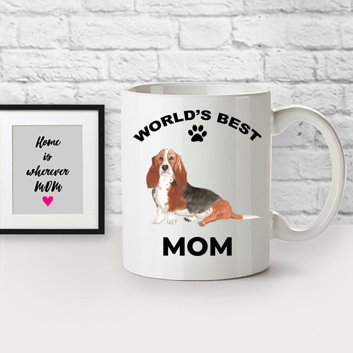 Basset Hound Best Mom Coffee Mug watercolor print