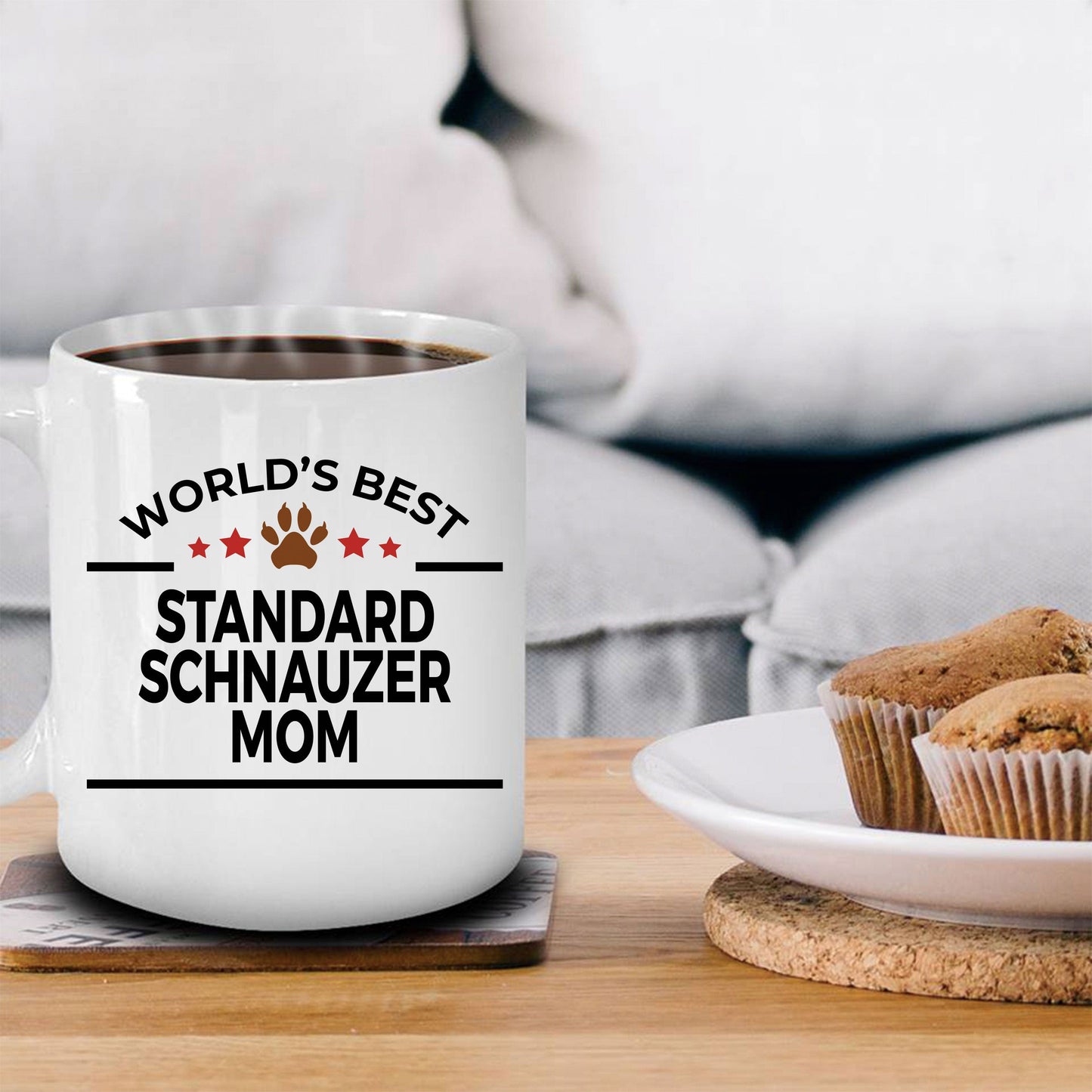 Standard Schnauzer Dog Lover Gift World's Best Mom Birthday Mother's Day White Ceramic Coffee Mug