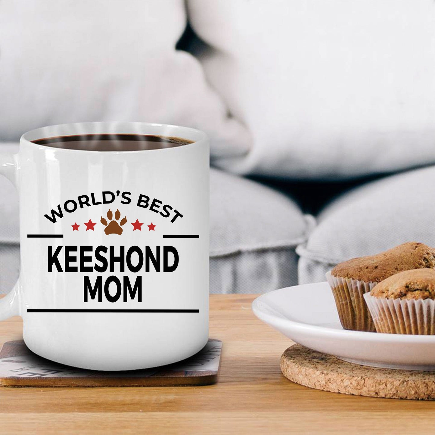Keeshond Dog Lover Gift World's Best Mom Birthday Mother's Day White Ceramic Coffee Mug