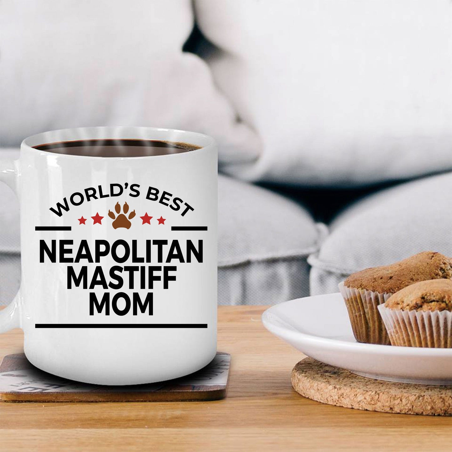 Neapolitan Mastiff Dog Lover Gift World's Best Mom Birthday Mother's Day White Ceramic Coffee Mug