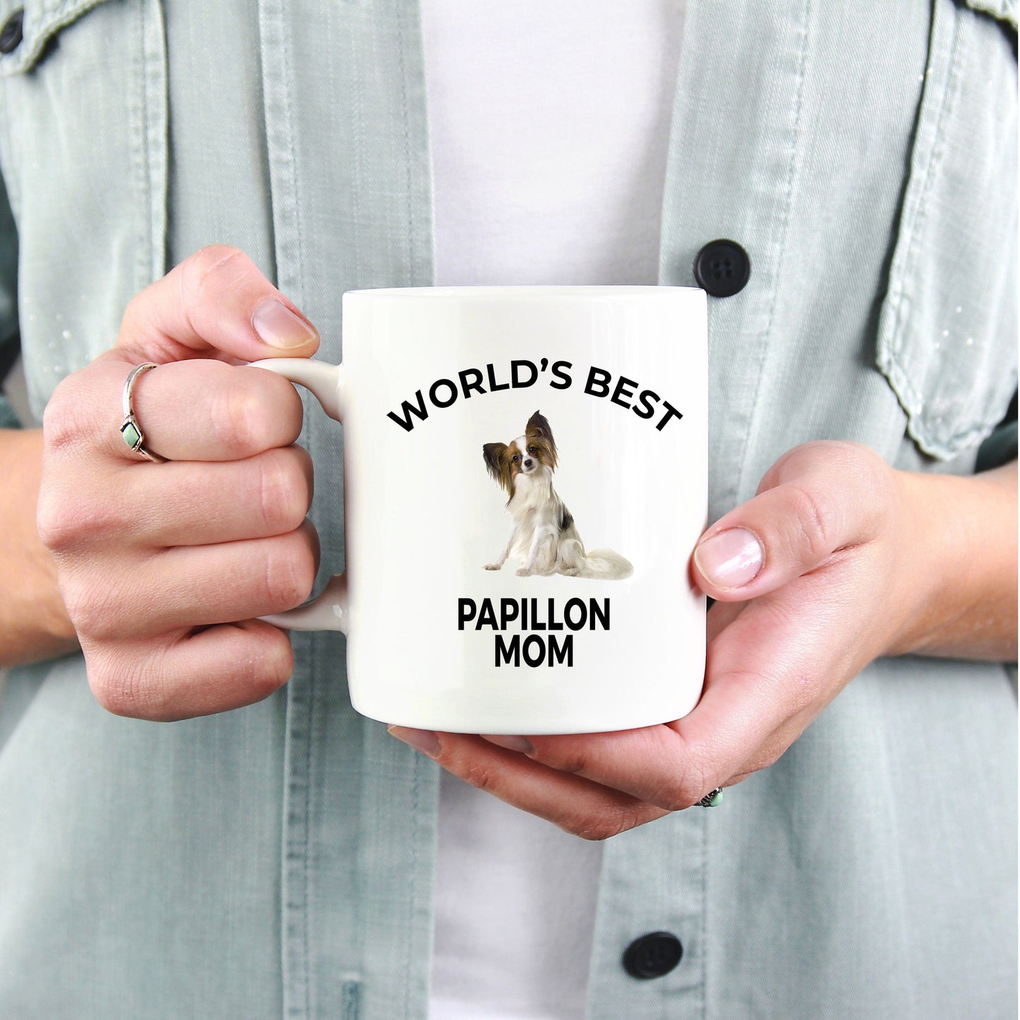 Papillon Dog Lover Gift World's Best Mom Birthday Mother's Day Present White Ceramic Coffee Mug