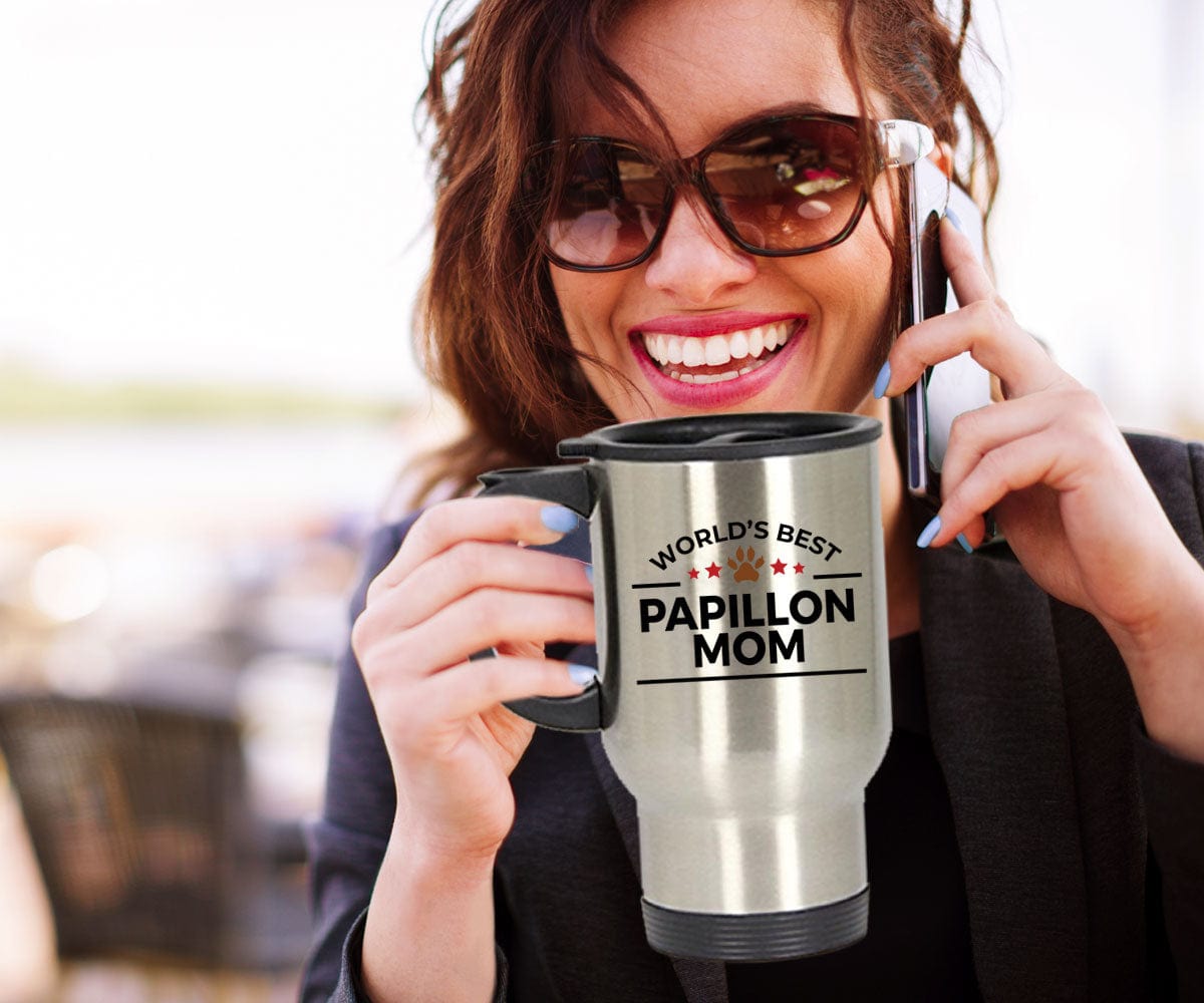 Papillon Dog Mom Travel Coffee Mug