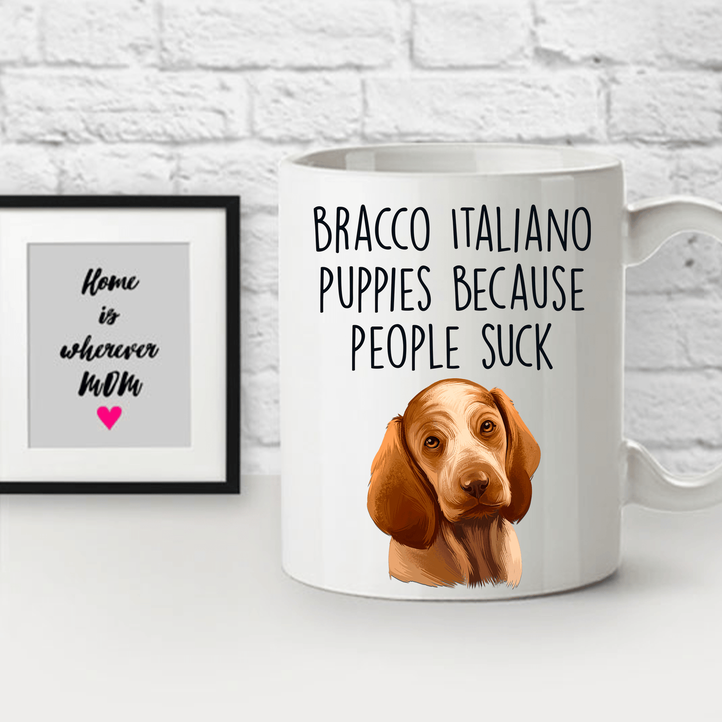 Bracco Italiano Puppies Because People Suck Funny Dog Ceramic Coffee Mug