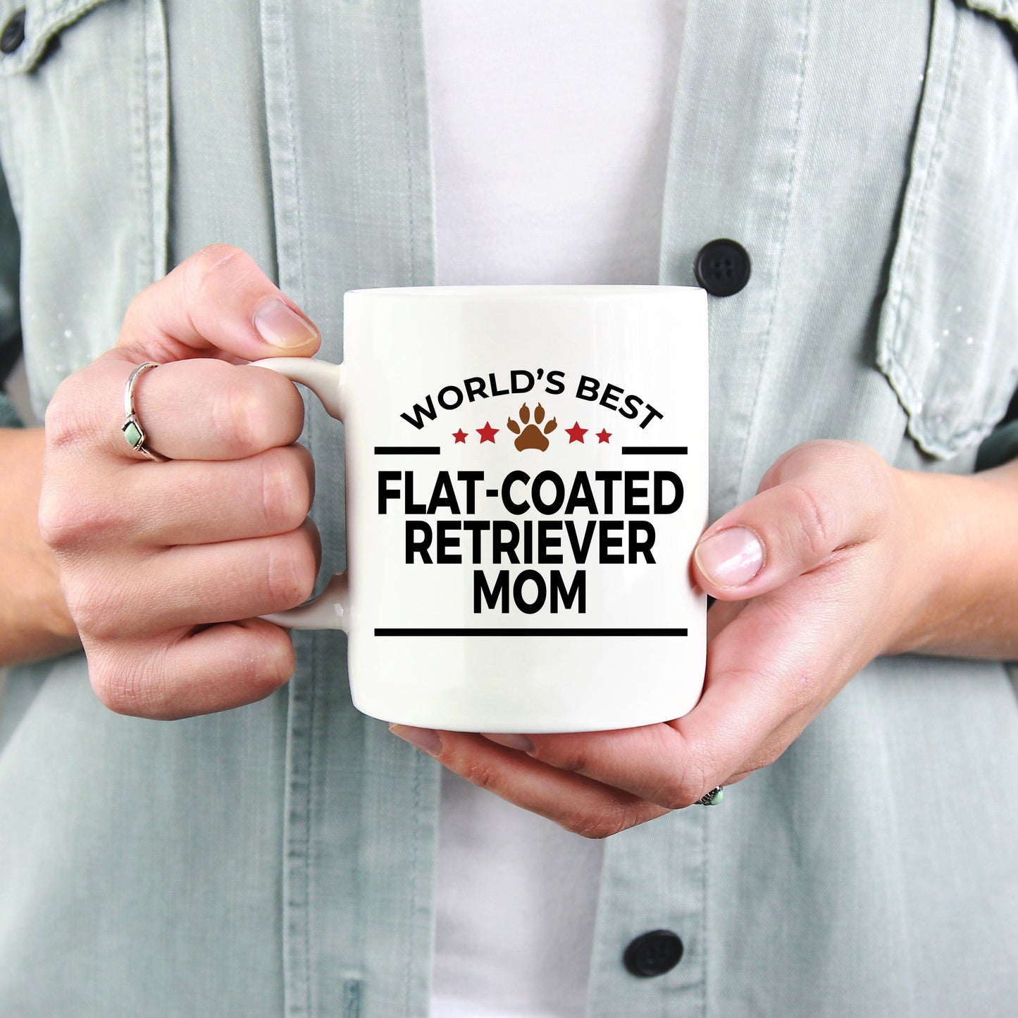 Flat-Coated Retriever Dog Lover Gift World's Best Mom Birthday Mother's Day White Ceramic Coffee Mug