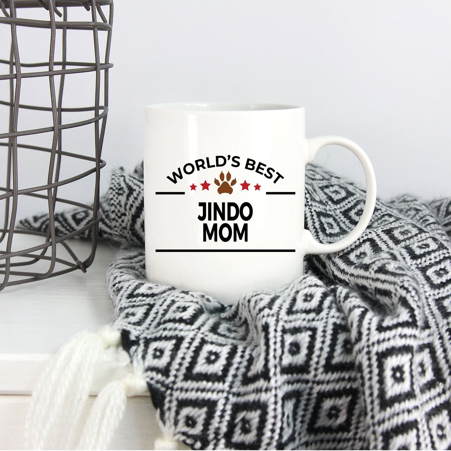 Jindo Dog Lover Gift World's Best Mom Birthday Mother's Day White Ceramic Coffee Mug