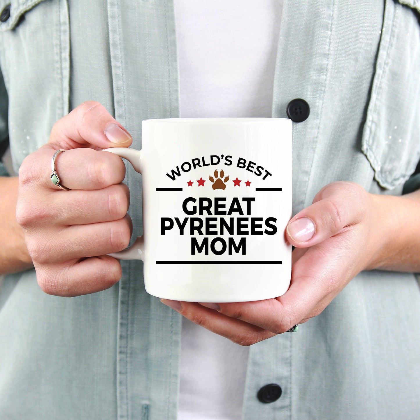 Great Pyrenees Dog Lover Gift World's Best Mom Birthday Mother's Day White Ceramic Coffee Mug