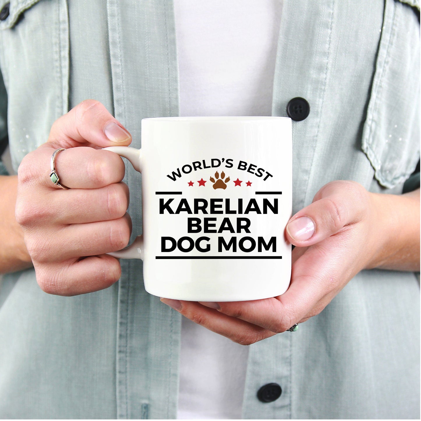 Karelian Bear Dog Lover Gift World's Best Mom Birthday Mother's Day White Ceramic Coffee Mug