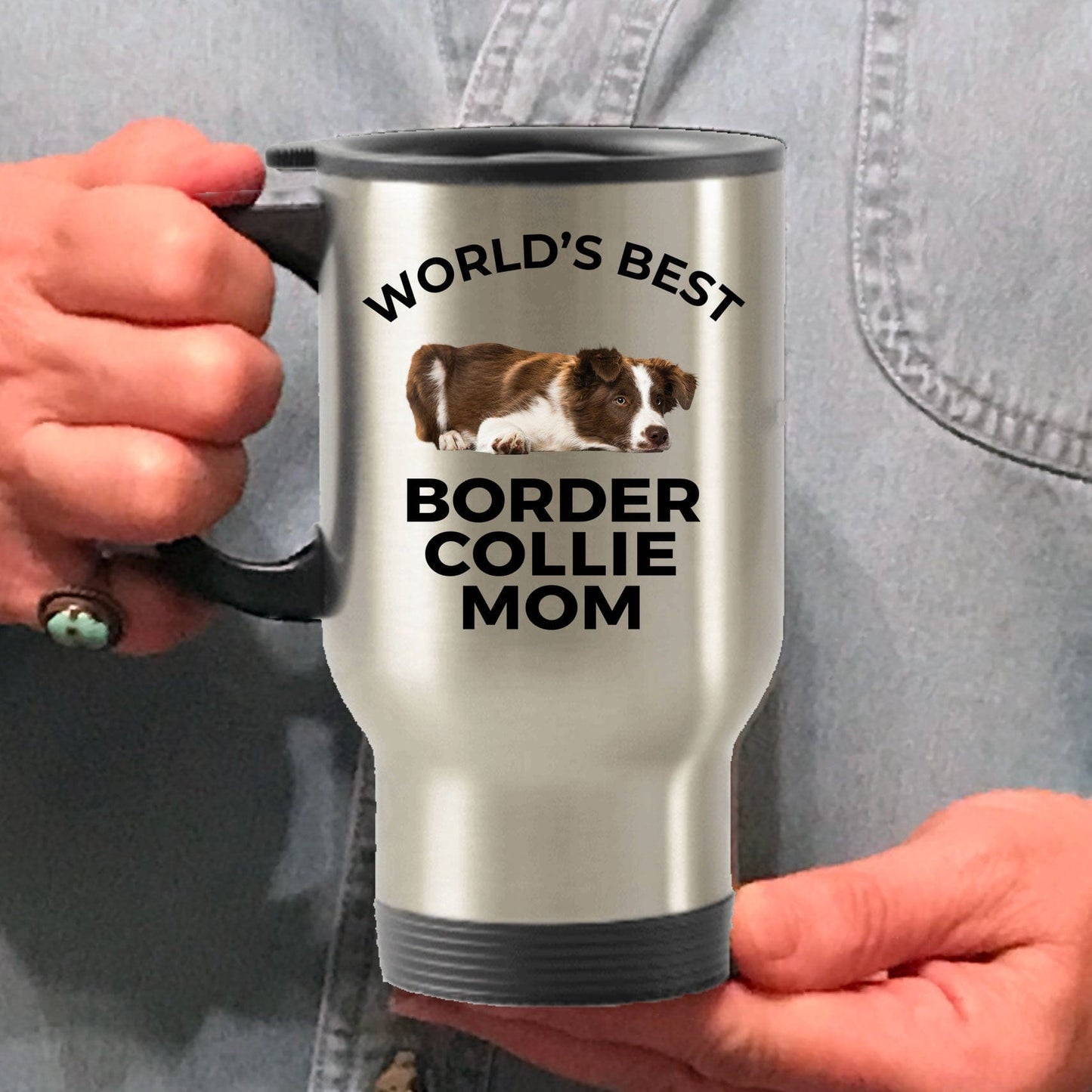 Border Collie Puppy Dog Mom Travel Coffee Mug