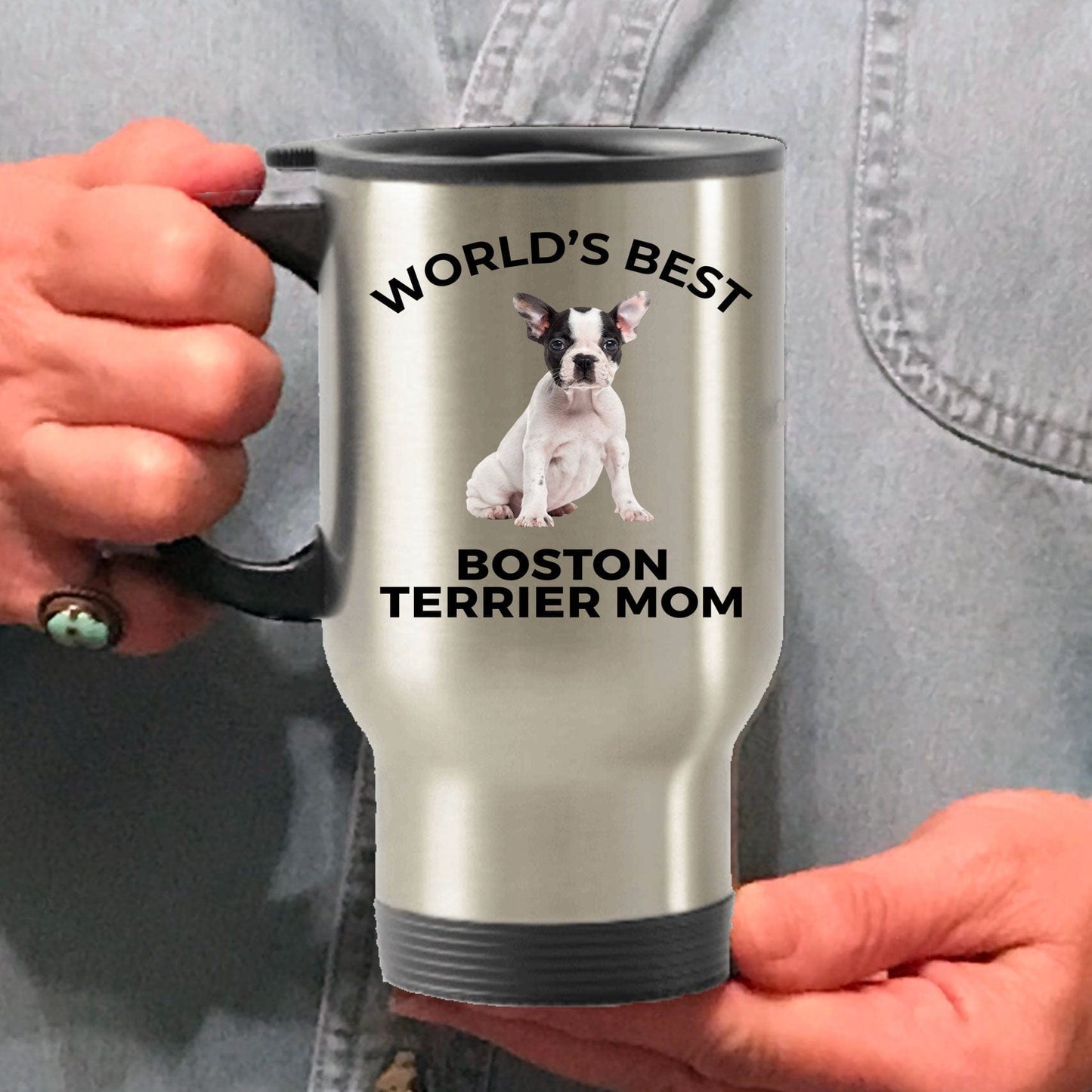 Boston Terrier Dog Mom Travel Coffee Mug