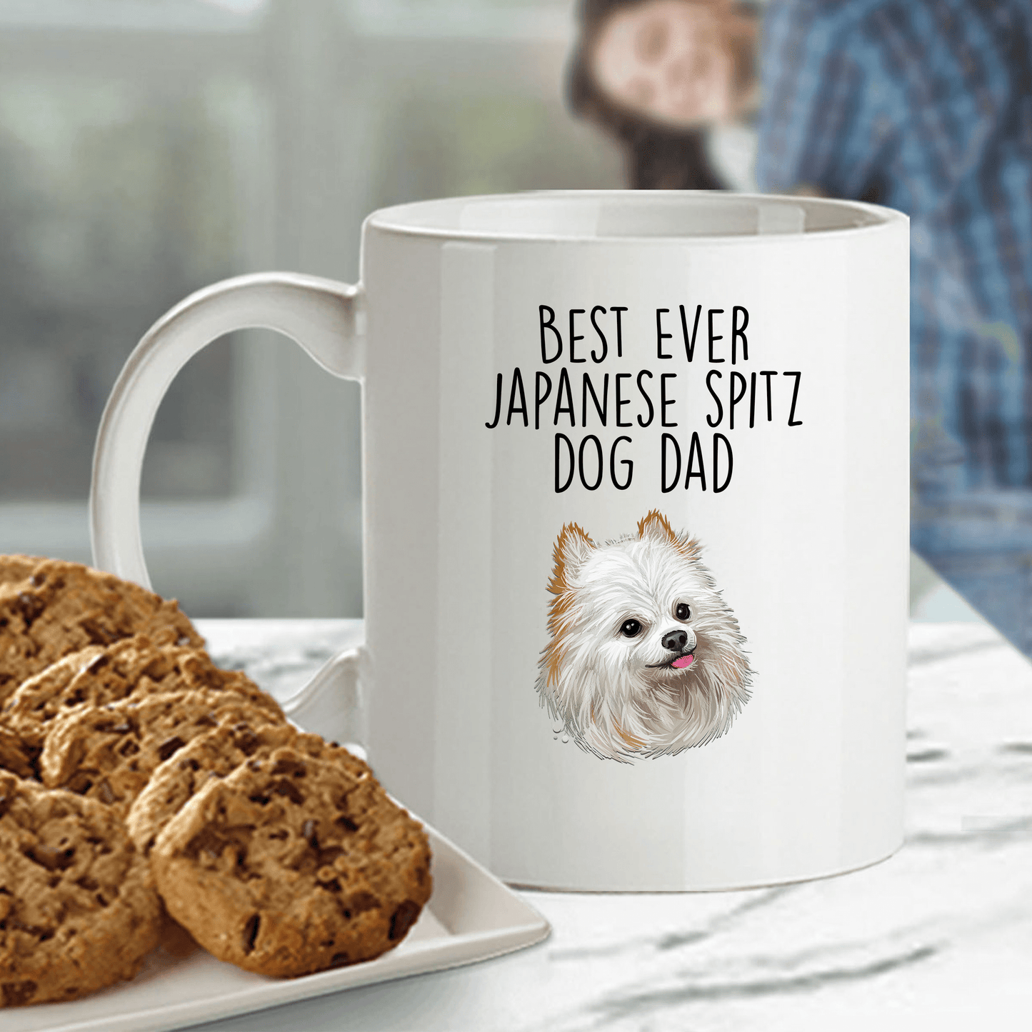 Japanese Spitz World's Best Dog Dad Ceramic Coffee Mug