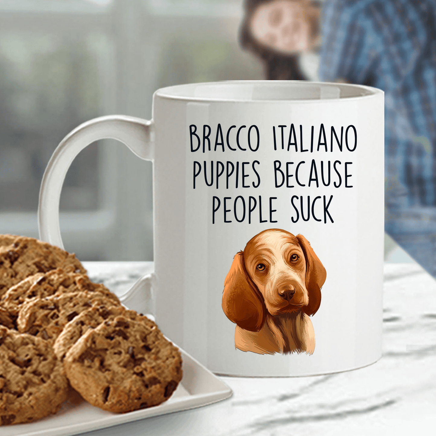 Bracco Italiano Puppies Because People Suck Funny Dog Ceramic Coffee Mug