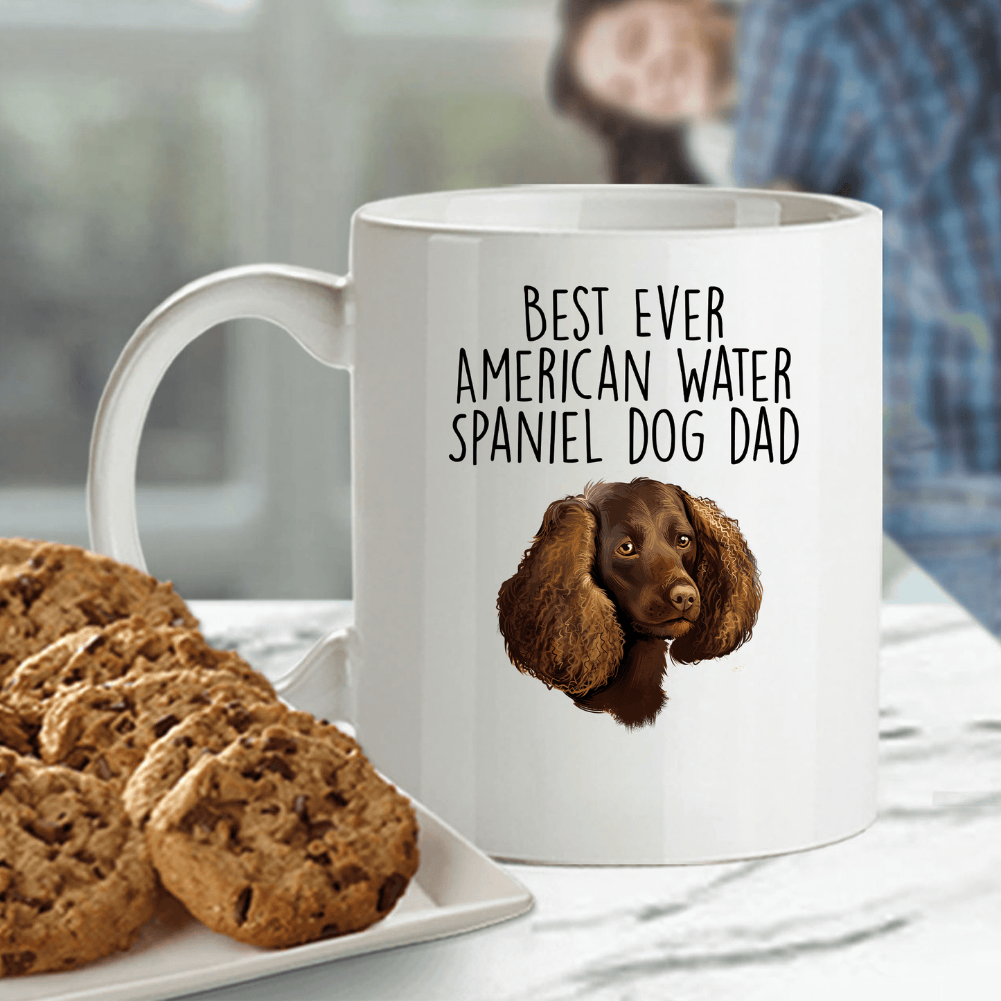 Best Ever American Water Spaniel Dog Dad Ceramic Coffee Mug
