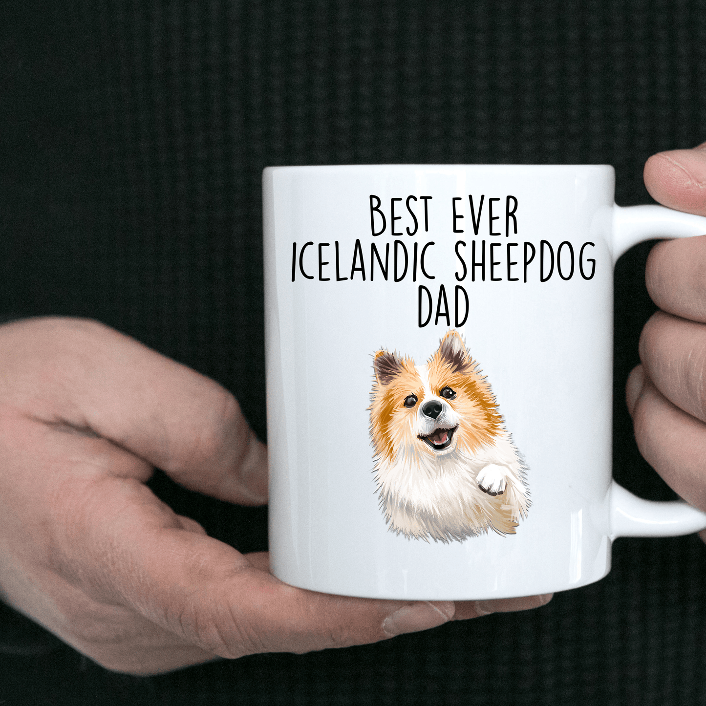 Icelandic Sheepdog World's Best Dog Dad Ceramic Coffee Mug