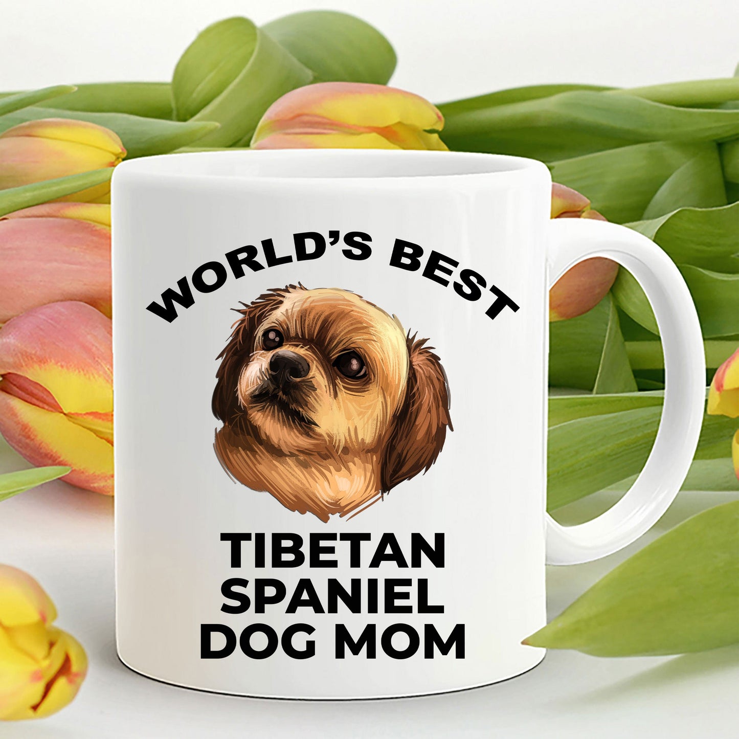Tibetan Spaniel Best Mom Custom Photo Coffee Mug
