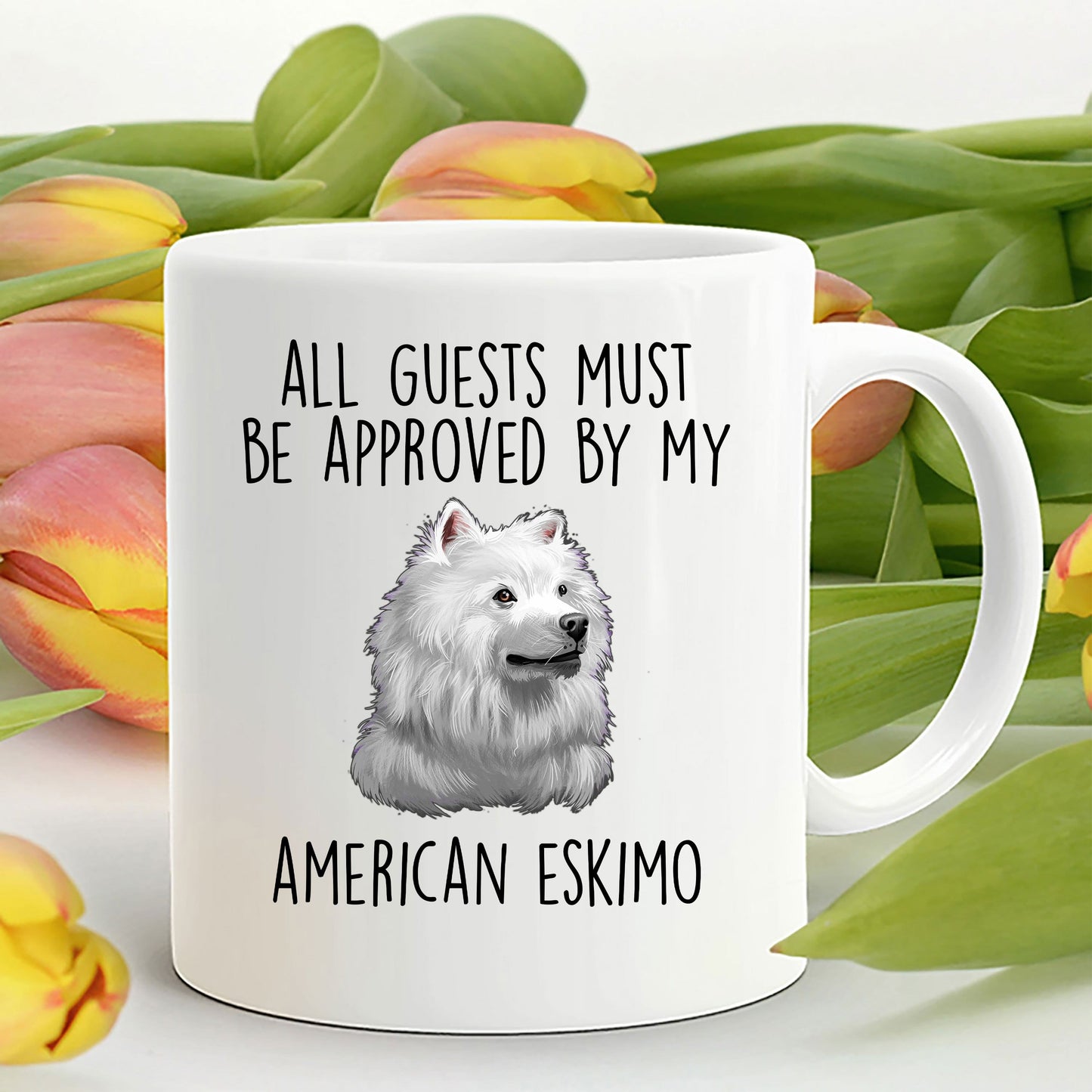 American Eskimo Dog Ceramic Coffee Mug Guests Must Be Approved