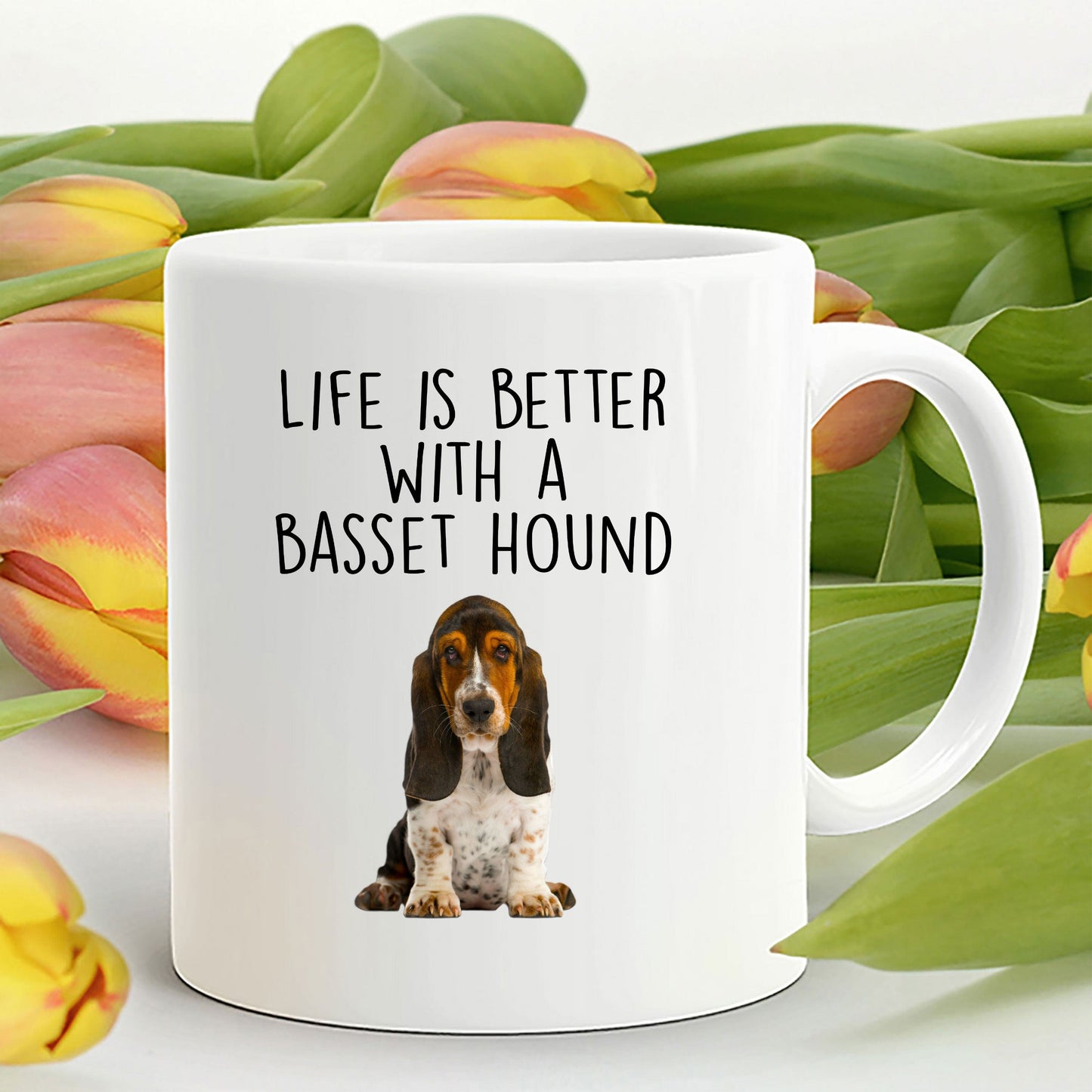 Life is Better with a Basset Hound Custom Ceramic Coffee Mug