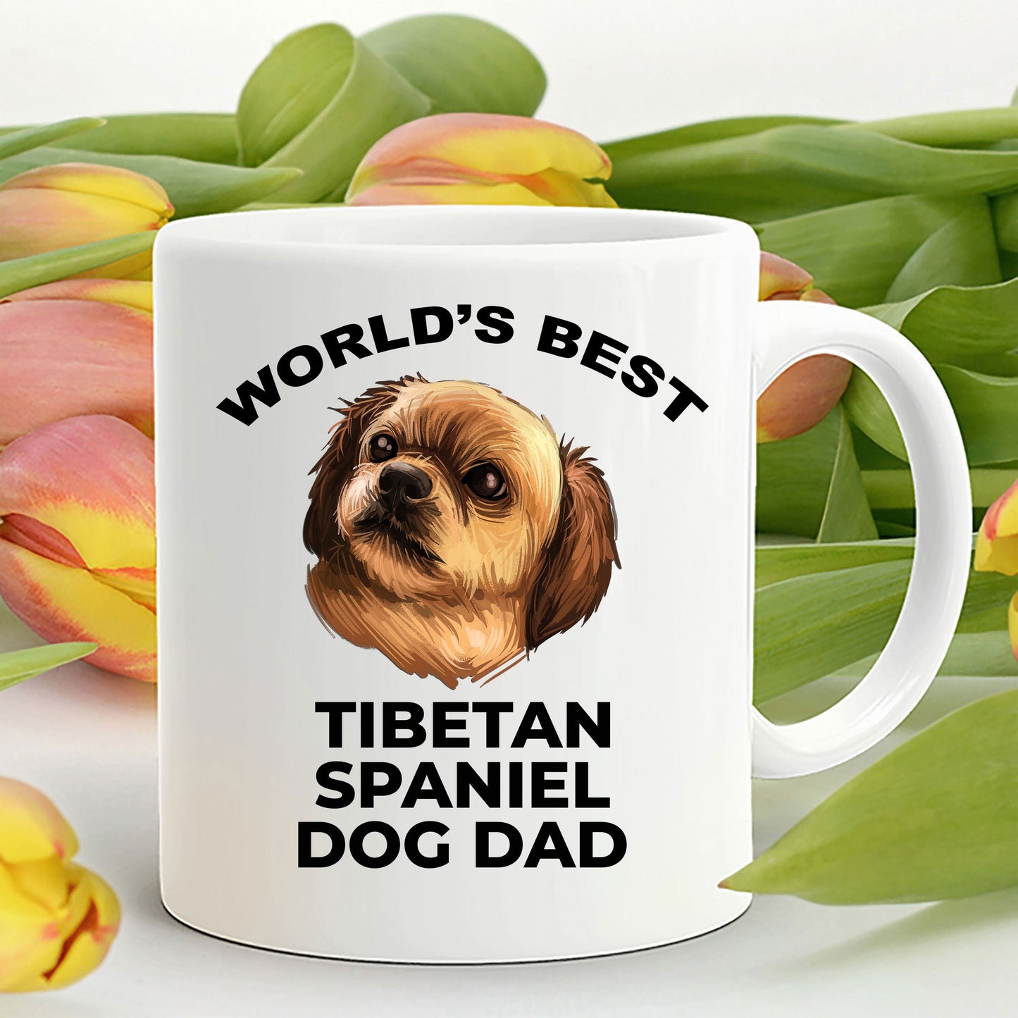 Tibetan Spaniel Best Dog Dad Custom Photo Coffee Mug