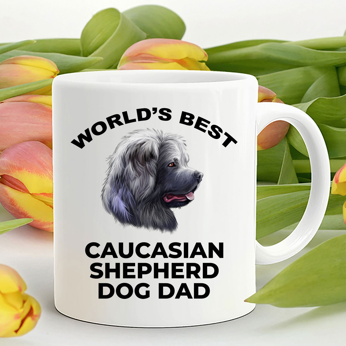 Caucasian Shepherd Best Dog Dad Custom Photo Coffee Mug