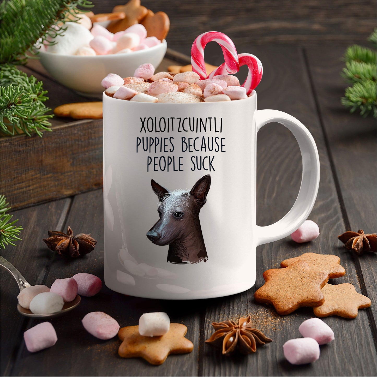 Xoloitzcuintli Puppies Because People Suck Funny Dog Coffee Mug