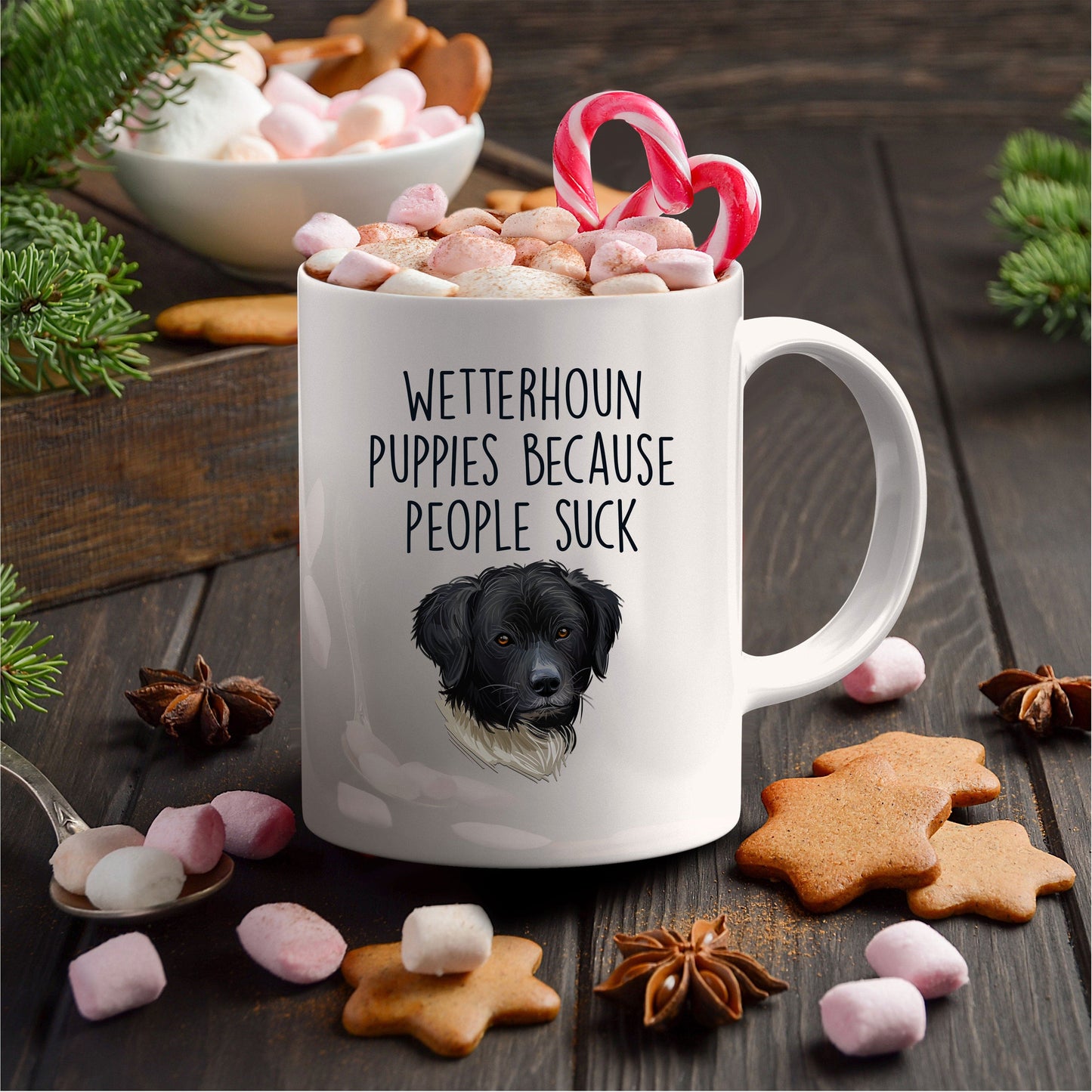 Wetterhoun Puppies Because People Suck Funny Dog Ceramic Coffee Mug