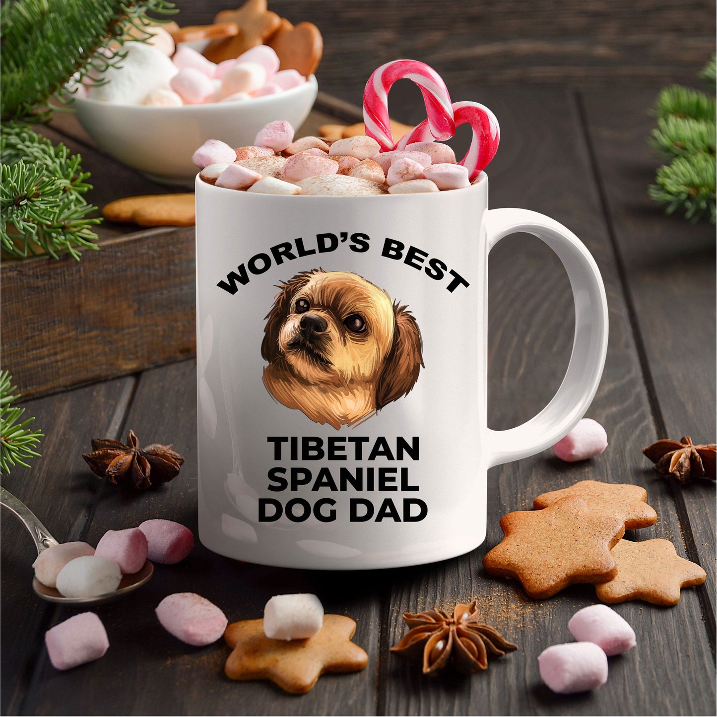 Tibetan Spaniel Best Dog Dad Custom Photo Coffee Mug