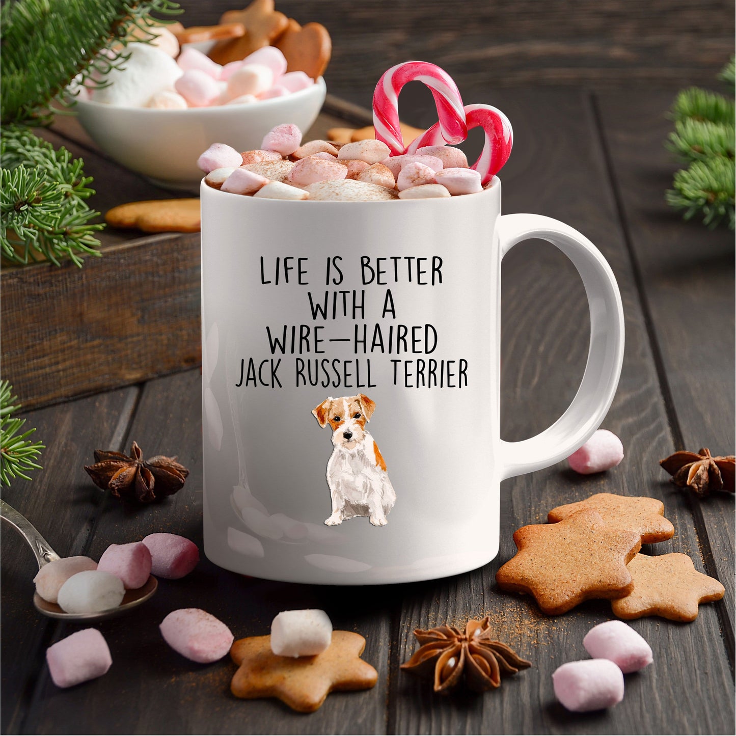 Wire-haired Jack Russell Terrier Dog Custom Ceramic Coffee Mug - Life is Better