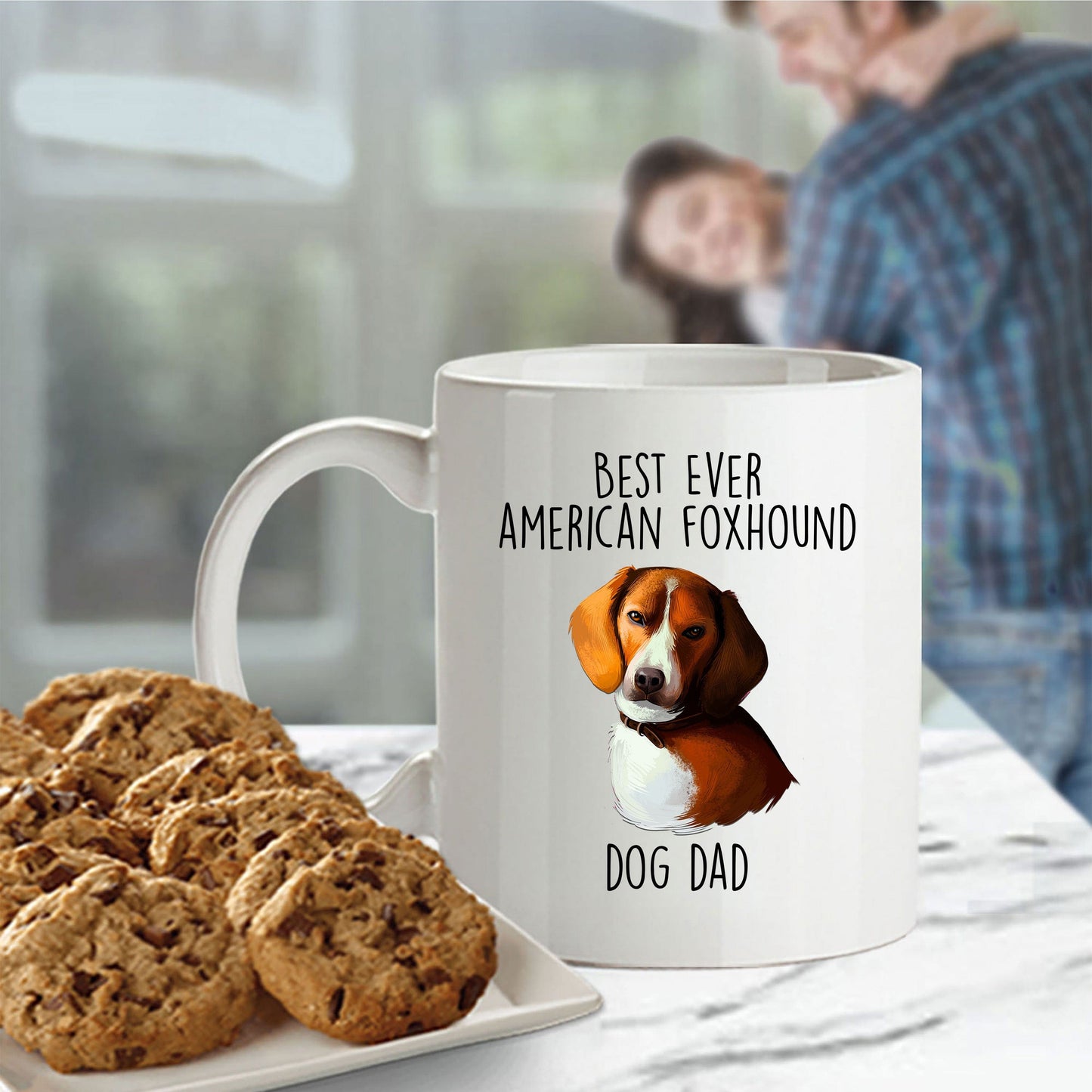 Best Ever American Foxhound Dog Dad Ceramic Coffee Mug