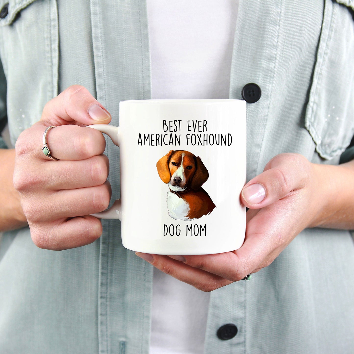 Best Ever American Foxhound Dog Mom Ceramic Coffee Mug