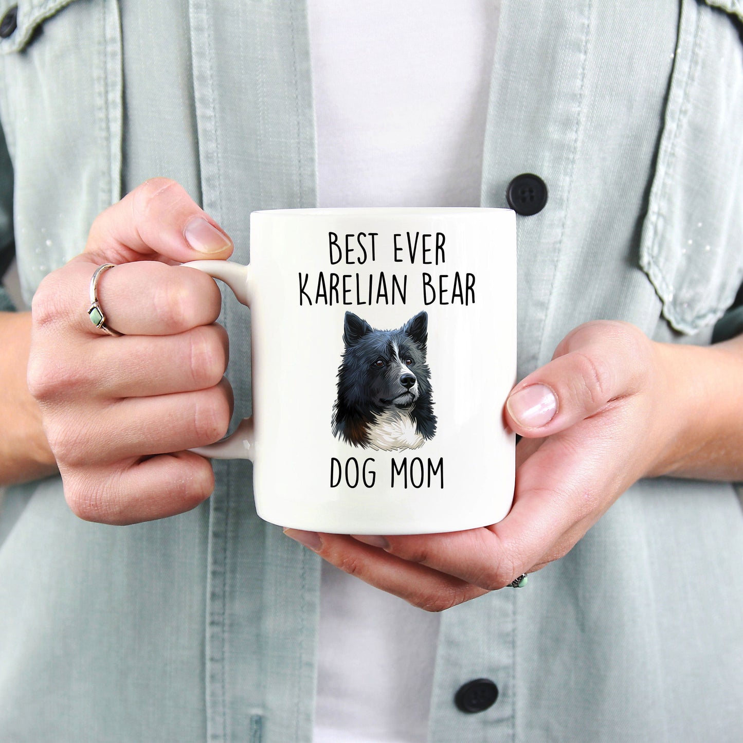 Best Ever Karelian Bear Dog Mom Custom Ceramic Coffee Mug