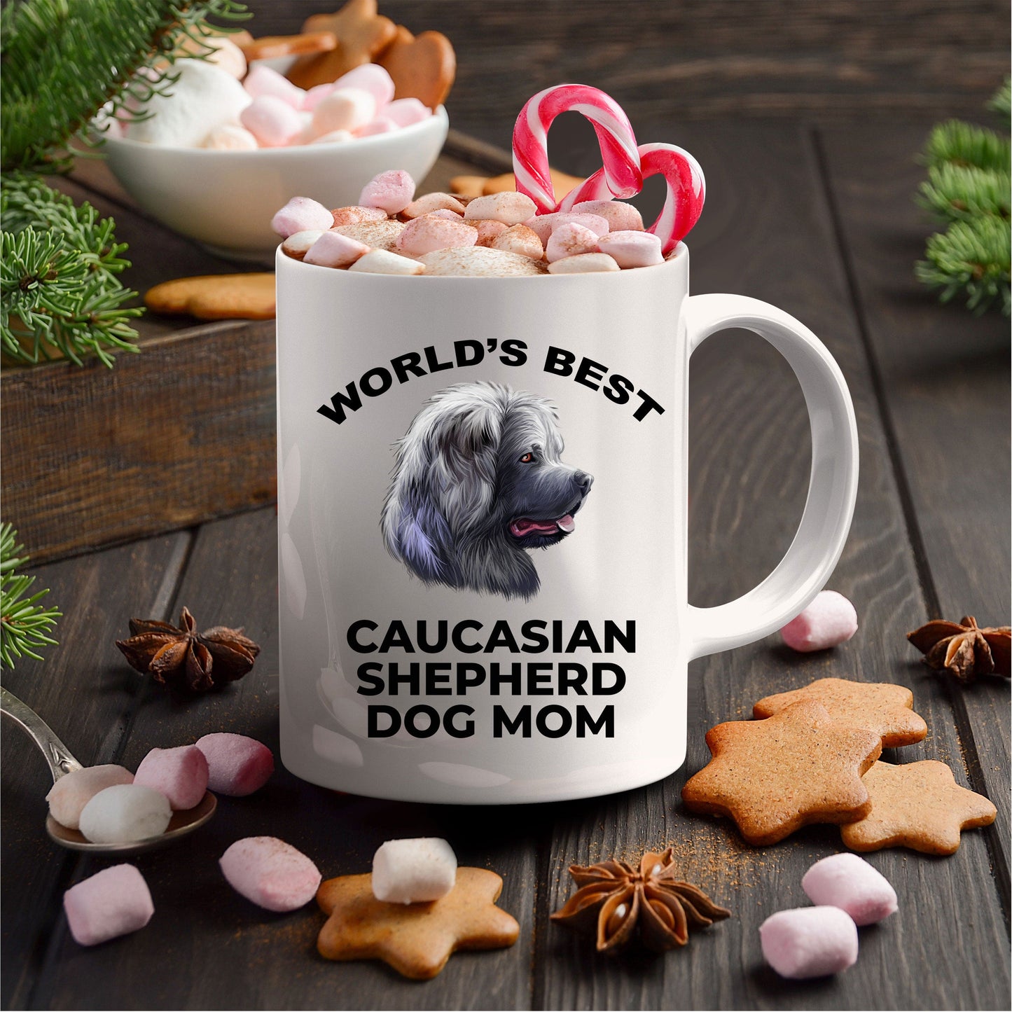 Caucasian Shepherd Best Dog Mom Custom Photo Coffee Mug