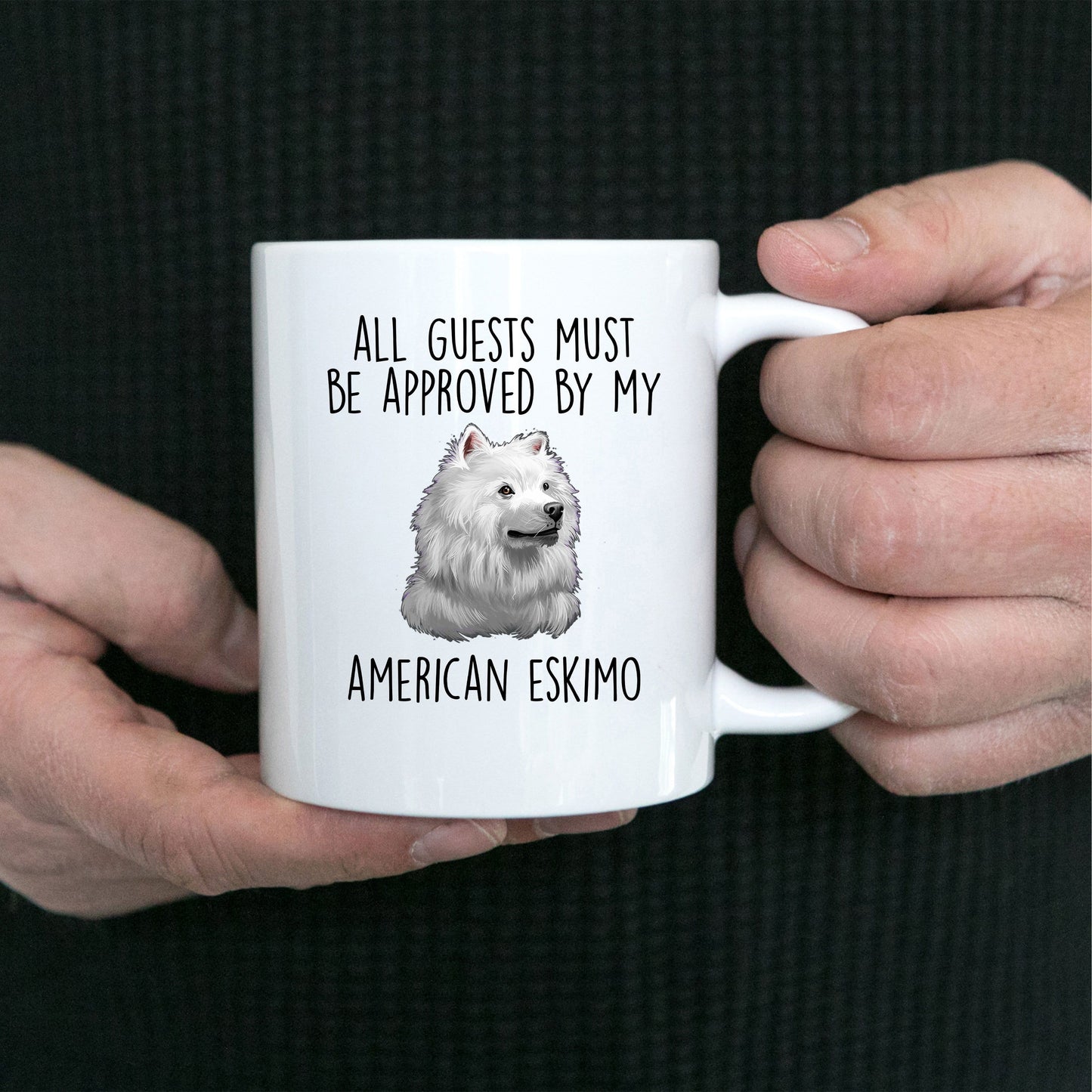 American Eskimo Dog Ceramic Coffee Mug Guests Must Be Approved