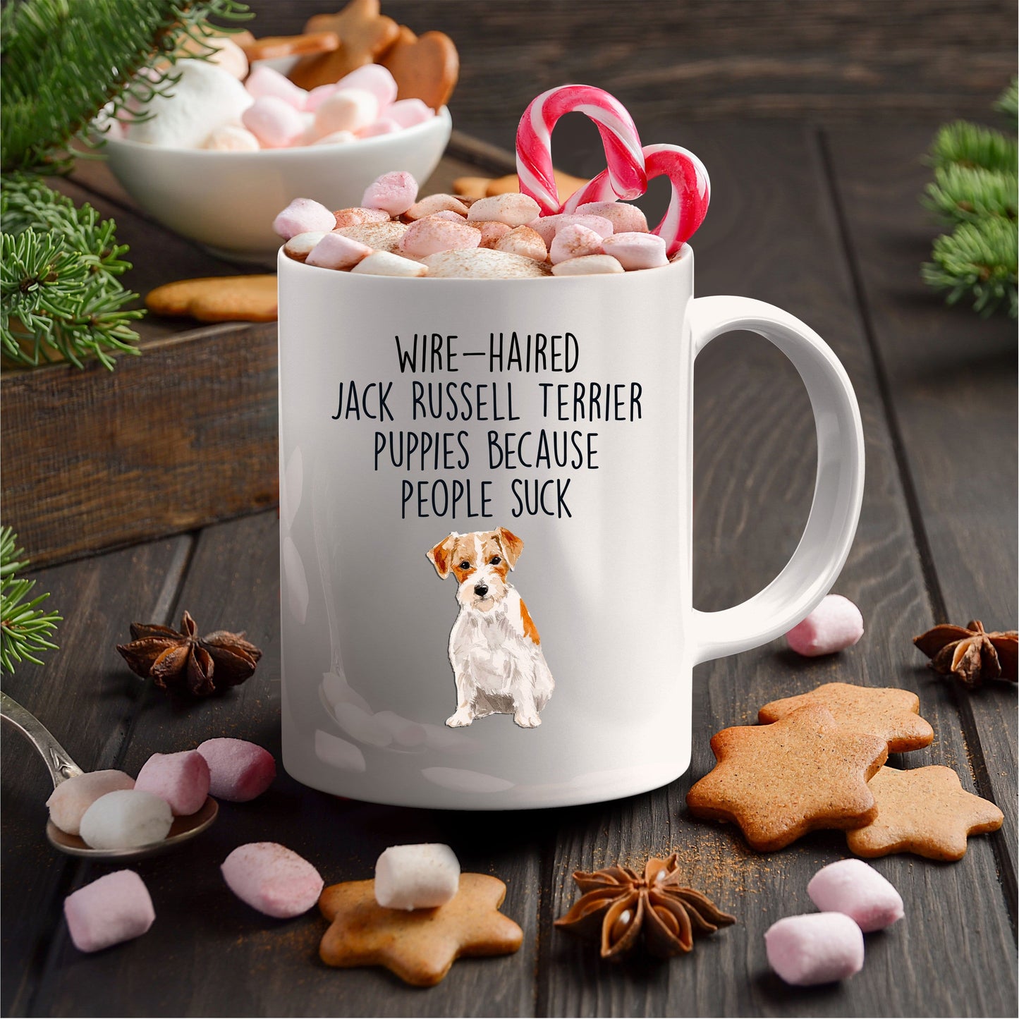 Wire-haired Jack Russell Terrier Puppies Because People Suck Funny Dog Custom Ceramic Coffee Mug