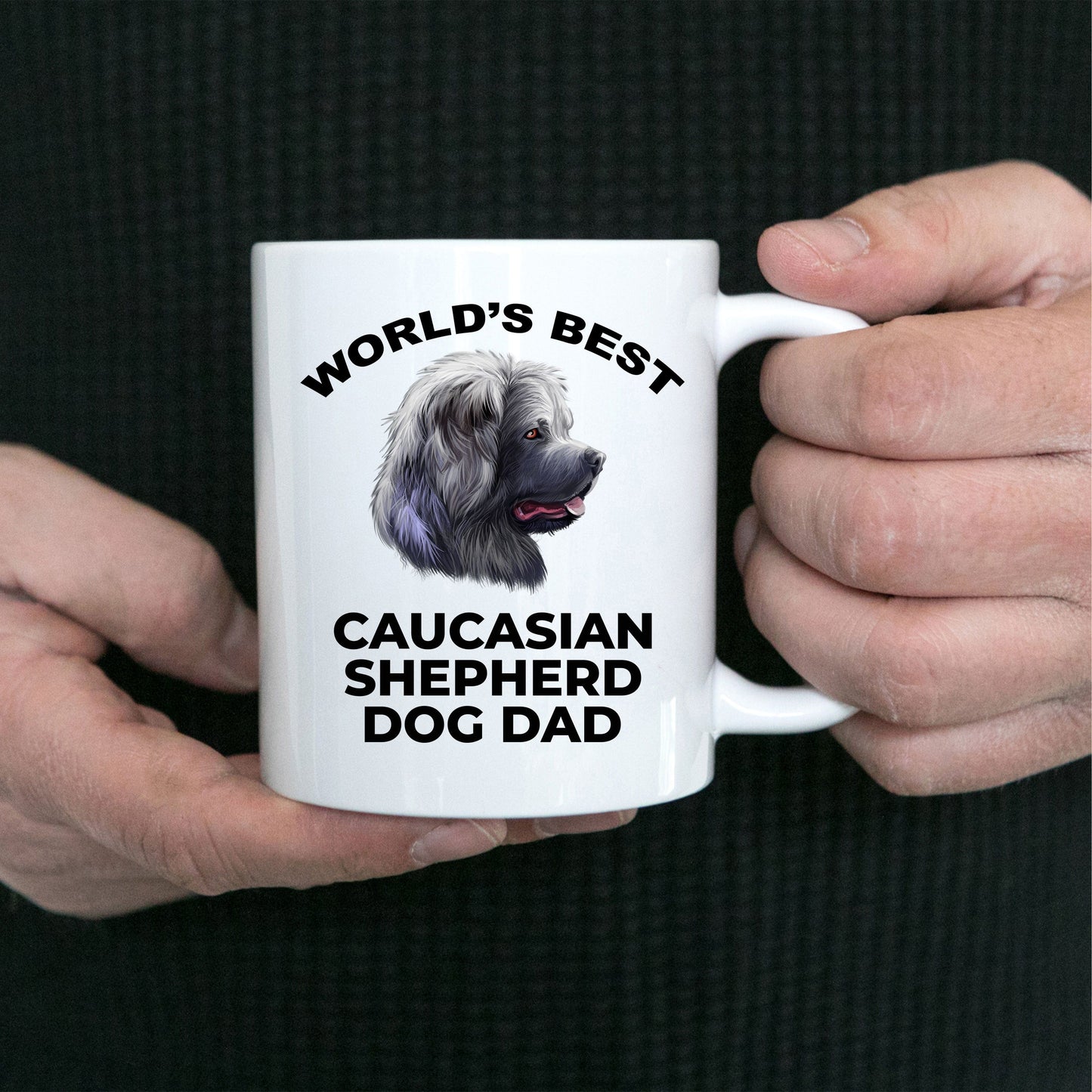 Caucasian Shepherd Best Dog Dad Custom Photo Coffee Mug