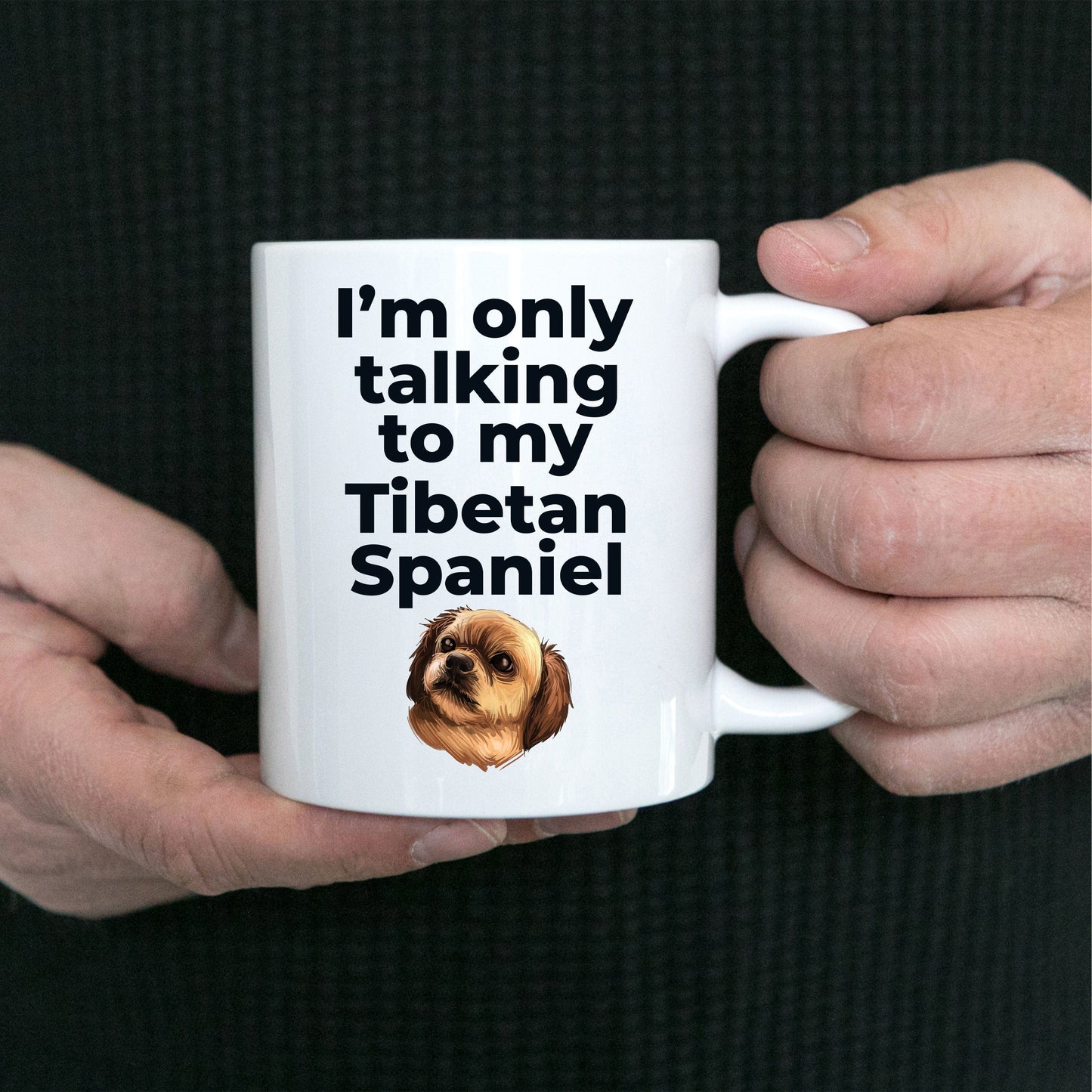 Tibetan Spaniel Dog Funny Coffee Mug Custom Photo - I'm only talking to my Tibetan Spaniel