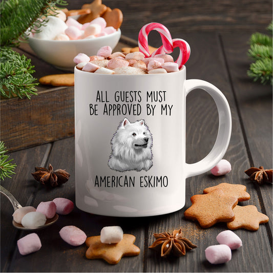 American Eskimo Dog Ceramic Coffee Mug Guests Must Be Approved