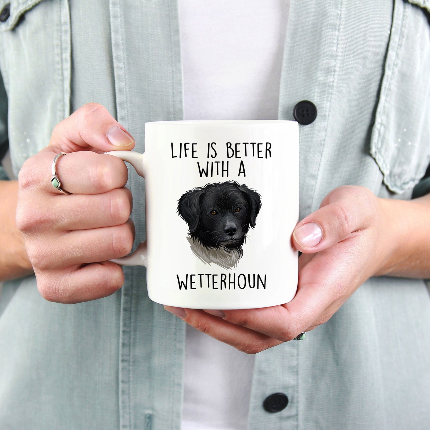 Life is Better with a Wetterhoun Dog Custom Ceramic Coffee Mug