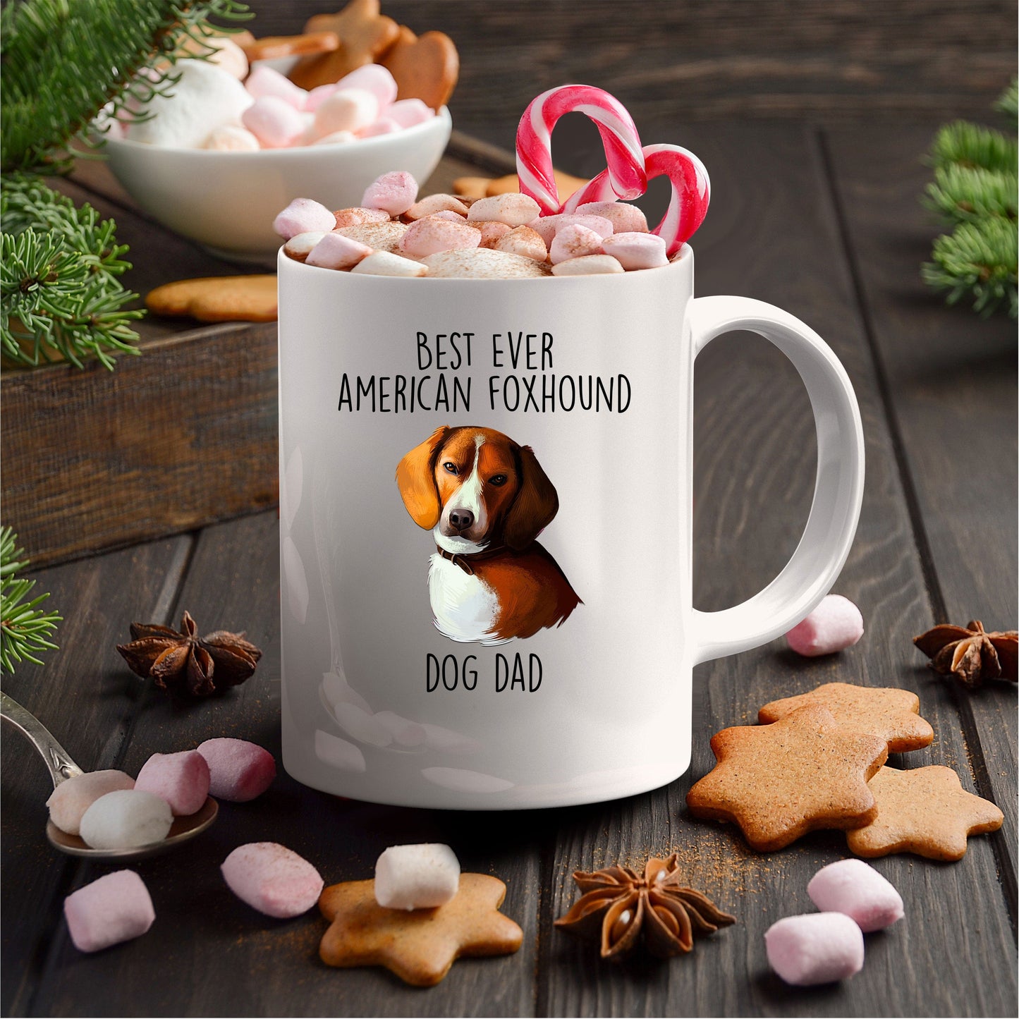 Best Ever American Foxhound Dog Dad Ceramic Coffee Mug