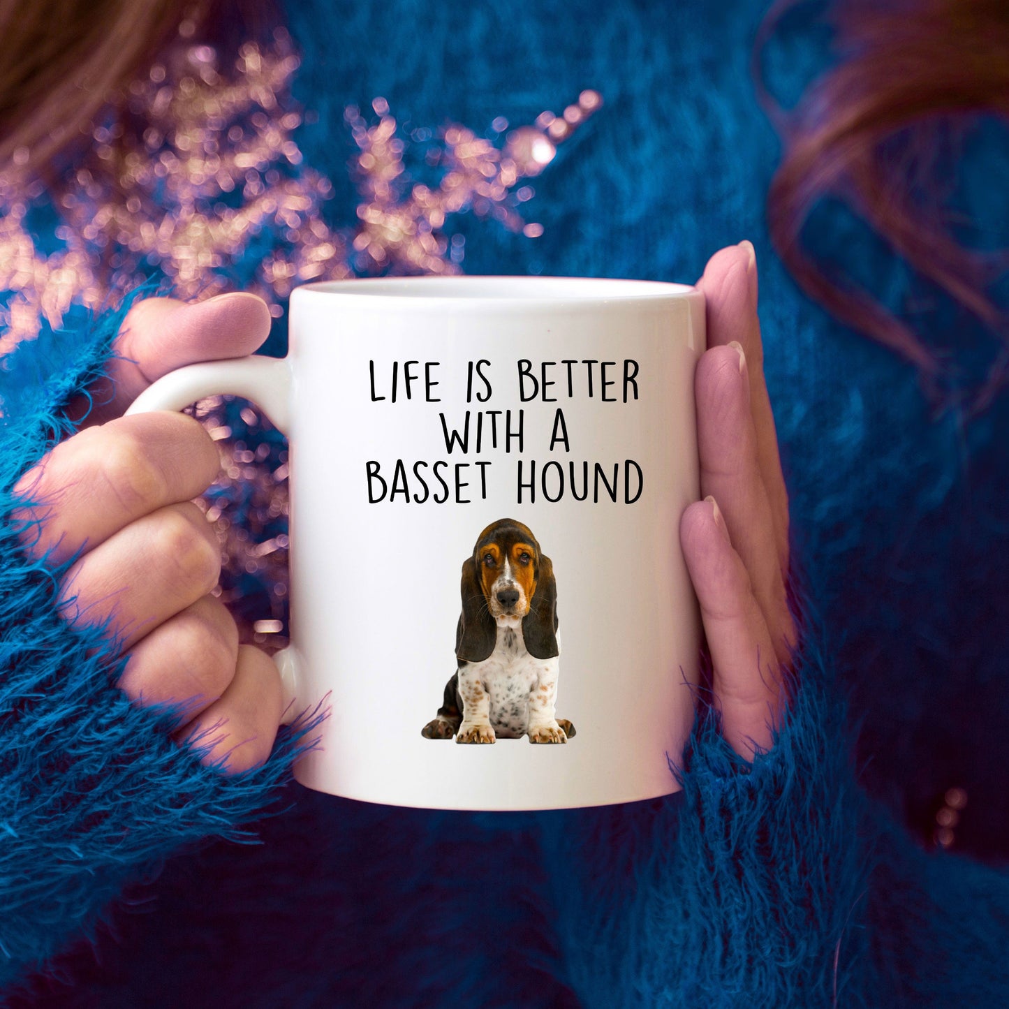 Life is Better with a Basset Hound Custom Ceramic Coffee Mug